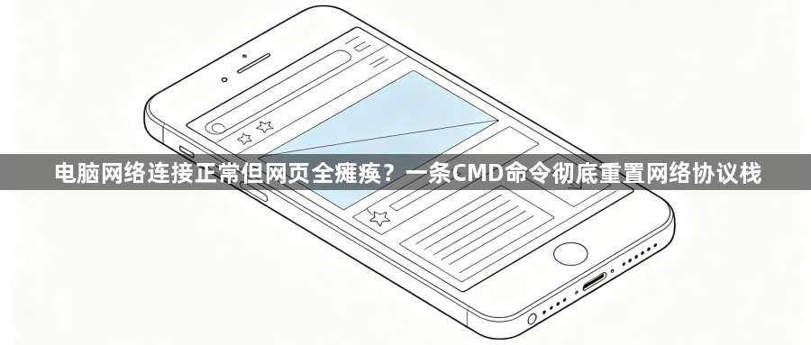 电脑网络连接正常但网页全瘫痪?一条CMD命令彻底重置网络协议栈1